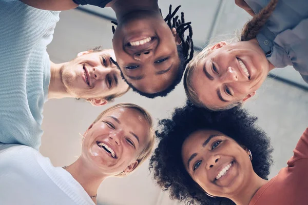 Friends Selfie Low Angle Portrait Worker Corporate Diversity Group Smile — Stock Photo, Image