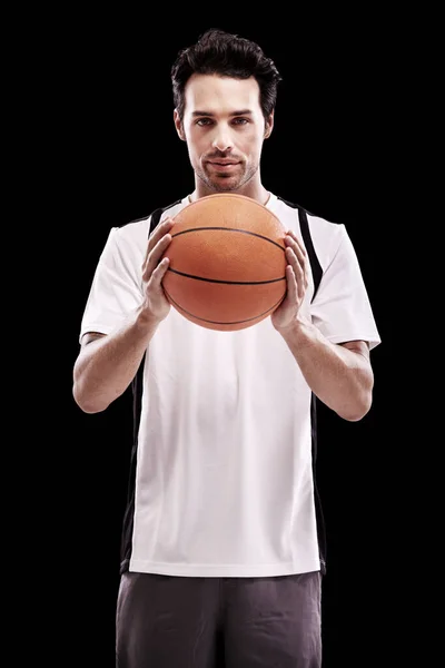 Dia Seorang Atlet Alami Tembakan Studio Dari Pemain Basket Muda — Stok Foto