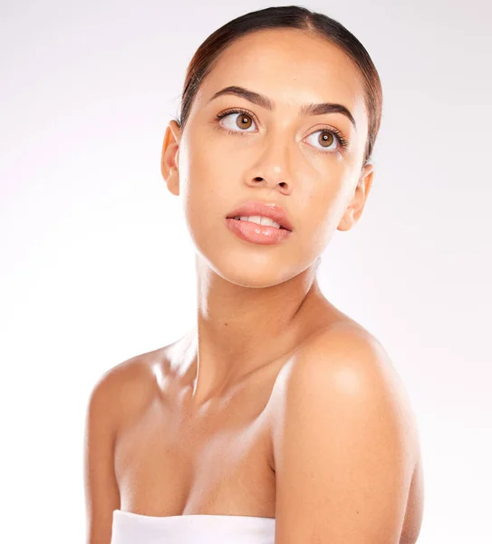 Hudvård Makeup Och Ung Kvinna Med Naturlig Skönhet Självförtroende Och — Stockfoto