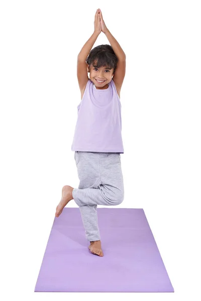 Madre Introdujo Yoga Una Niña Adorable Practicando Yoga — Foto de Stock