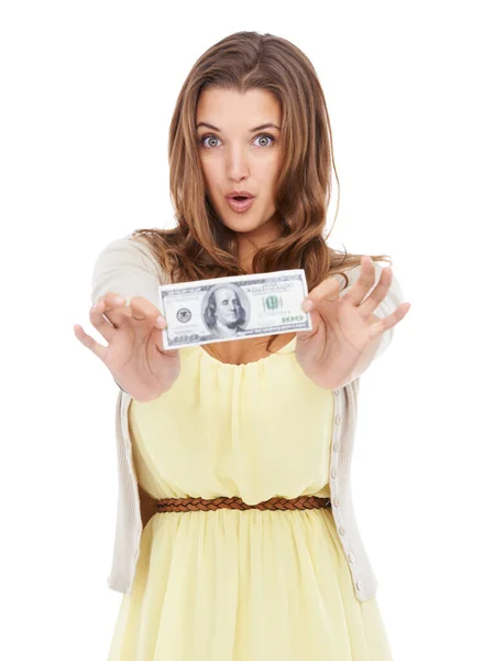 Zengin Bir Genç Kadın Elinde Bir Dolar Tutan Genç Bir — Stok fotoğraf