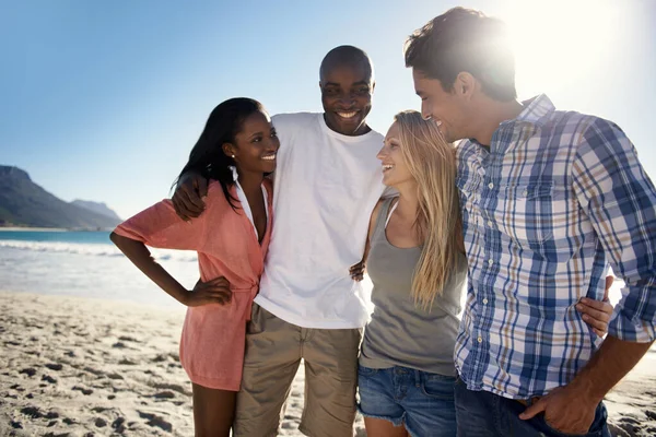 Vacationing Great Friends Cropped View Two Young Couples Spending Time — Stock Photo, Image