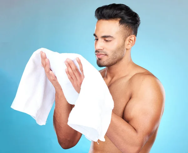 Toalha Rosto Cuidados Com Pele Para Homem Beleza Chuveiro Higiene — Fotografia de Stock