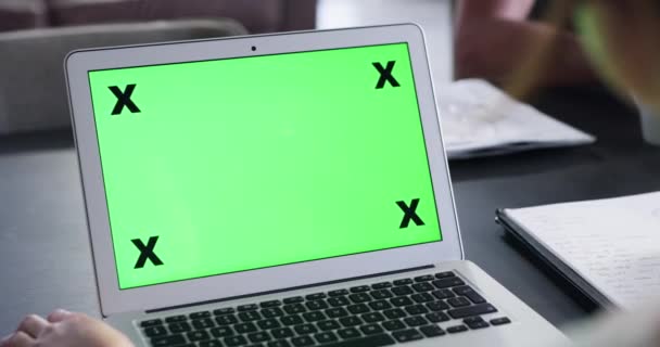 Πράσινη Οθόνη Χρωματικό Κλειδί Υπολογιστή Και Μακιγιάρισμα Δείκτες Εντοπισμού Επαγγελματική — Αρχείο Βίντεο