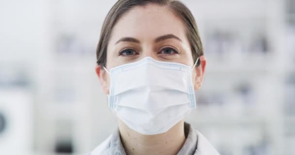 Médecin Scientifique Santé Enlever Masque Lunettes Après Test Laboratoire Une — Video