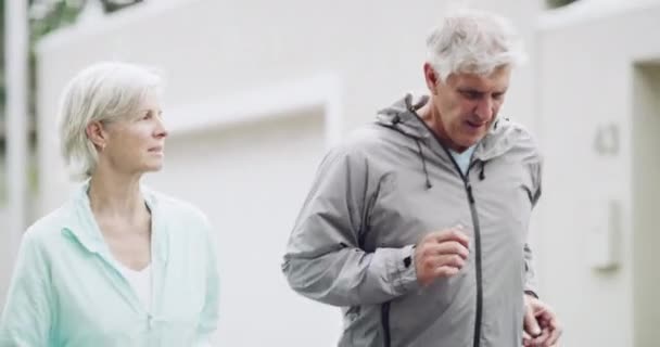 Laufen Fitness Und Outdoor Seniorengymnastik Workout Und Ein Gesunder Lebensstil — Stockvideo