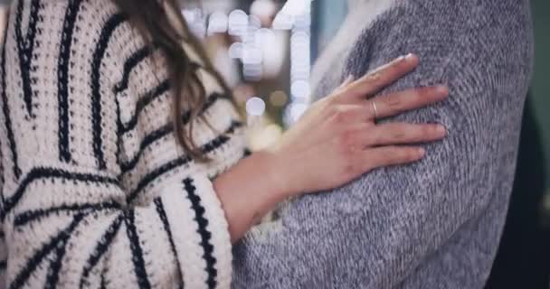 Karácsony Buli Leszbikus Pár Csók Nappaliban Szeretettel Ünneplés Ölelés Egy — Stock videók