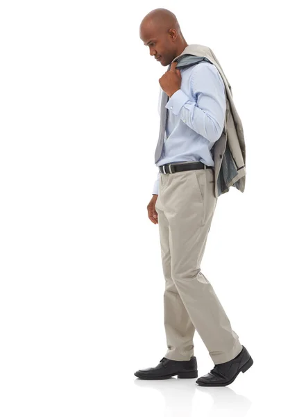 Non Bisogno Giacca Uomo Affari Afroamericano Che Cammina Con Giacca — Foto Stock