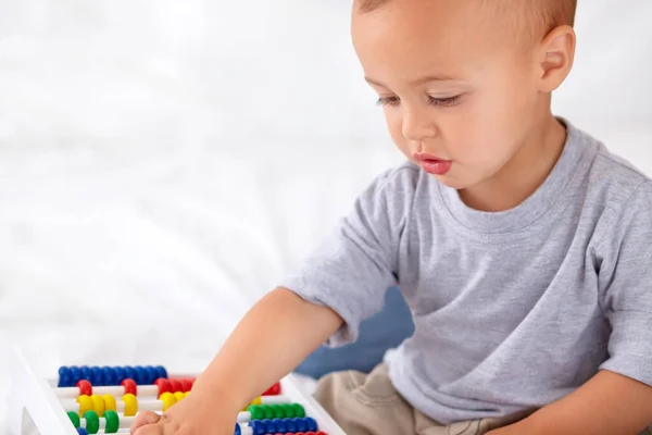 Learning Valuable Life Skills Toddler Playing Abacus — Stock Photo, Image