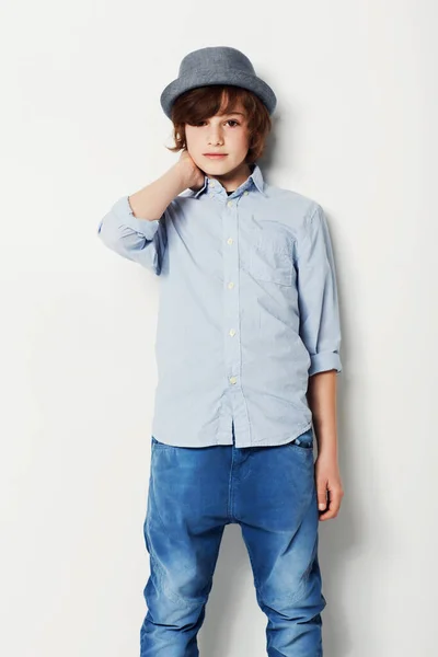 Hes Stylish Young Man Cute Preteen Boy Wearing Trendy Attire — Stock Photo, Image