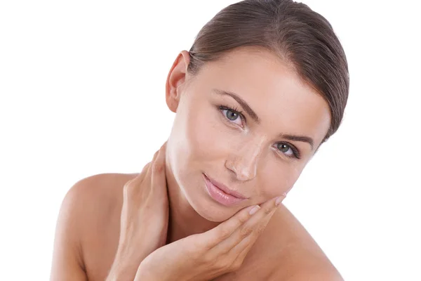 She Has Smoothest Skin Beautiful Young Woman Feeling Her Smooth — Stock Photo, Image