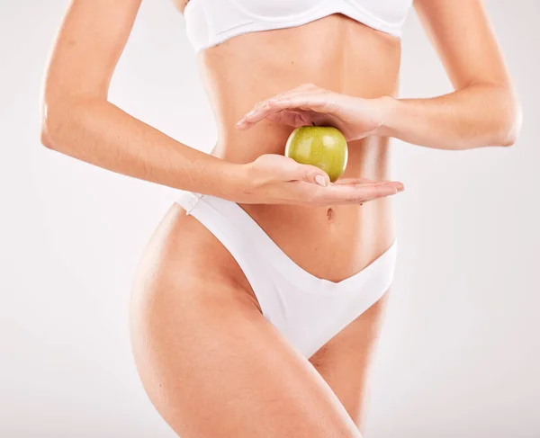 Wellness Dieta Ruce Jablkem Pro Štíhlé Tělo Self Care Zdravý — Stock fotografie