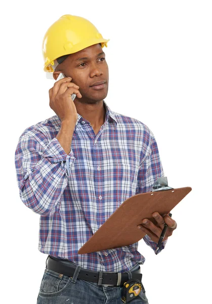 Long Day Ahead Studio Shot African American Man Construction Clothing — Stock Photo, Image