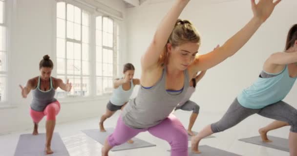 Klasa Jogi Wellness Stretching Szkolenia Dla Kobiet Zdrowie Ciała Fitness — Wideo stockowe