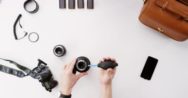 Stüdyoda Yaratıcı Grafik Servisi Için Dijital Kamera Ekipmanı Ekipman Lens — Stok video