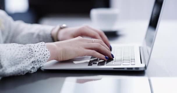 Zakelijke Vrouw Handen Laptop Typen Digitale Marketing Kantoor Kleine Bedrijven — Stockvideo