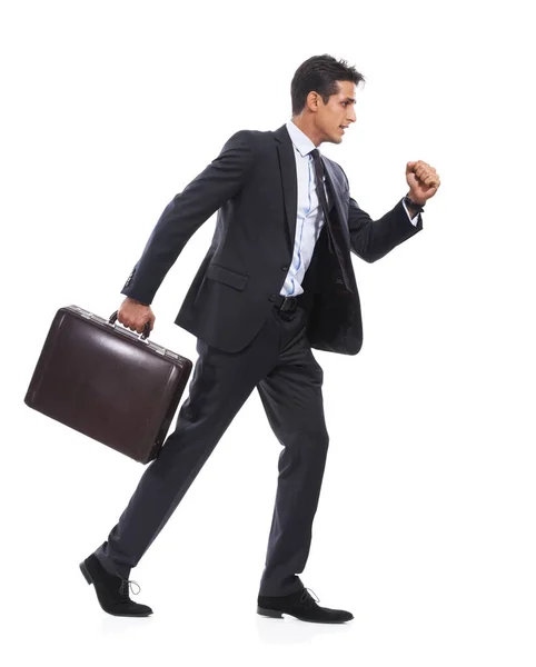 True Businessman Always Move Profile Handsome Young Businessman Walking Determination — Stock Photo, Image