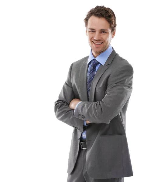 Confidence Key His Success Confident Young Businessman His Arms Folded — Stock Photo, Image