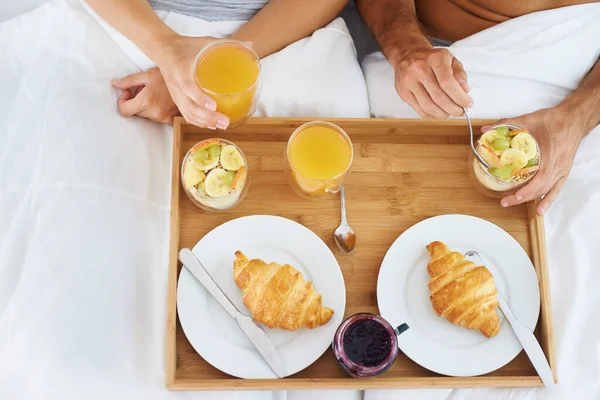 Nejlepší Způsob Jak Snídat Oříznutý Obrázek Pokusu Snídani Jako Pár — Stock fotografie