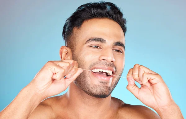 Floss Hombre Mexicano Salud Dental Para Sonrisa Aliento Fresco Después — Foto de Stock