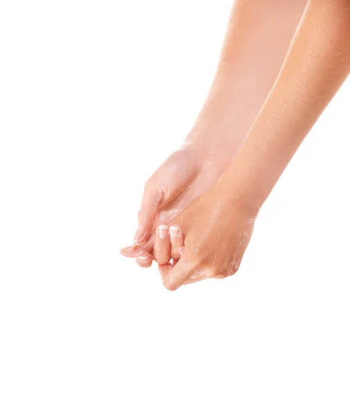Czyste Ręce Czują Się Świetnie Kobiety Mydlane Ręce — Zdjęcie stockowe