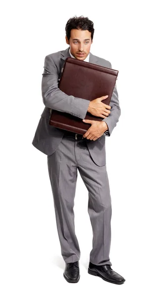 Cannot Lose Documents Full Length Shot Young Executive Clutching His — Stock Photo, Image