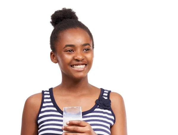 Tej Jót Tesz Testnek Egy Fiatal Afro Amerikai Lány Iszik — Stock Fotó
