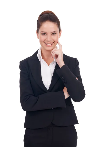 She Enjoys Her Work Immensely Studio Shot Happy Looking Young — Stock Photo, Image