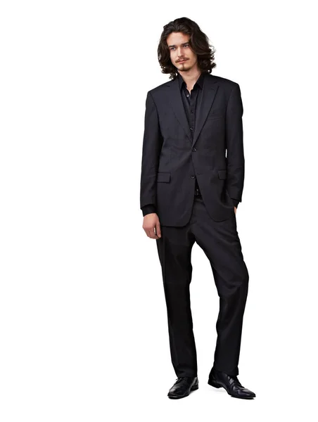 Hes Smart Dresser Handsome Young Man Wearing Stylish Black Suit — Stock Photo, Image
