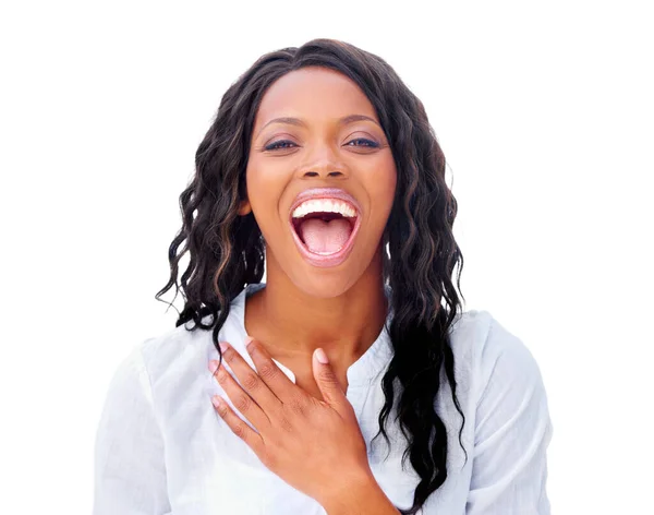 笑ってる アフリカ系アメリカ人の女性が笑っている姿が切り取られています — ストック写真