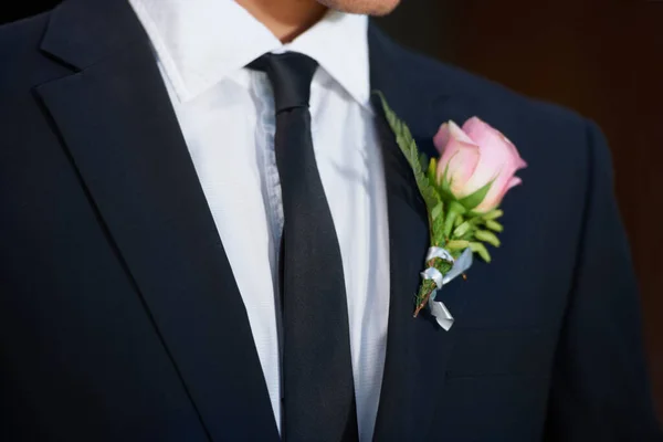 Neat Tidy His Big Day Cropped Image Groom Wearing Pink — Stock Photo, Image