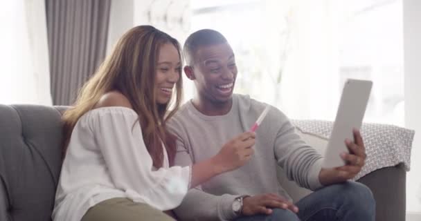 Annonce Appel Vidéo Jeune Couple Enceinte Partager Bonnes Nouvelles Heureux — Video