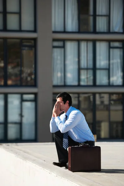 Sentir Anxiété Votre Travail Soutien Aux Entreprises Homme Affaires Stressé — Photo