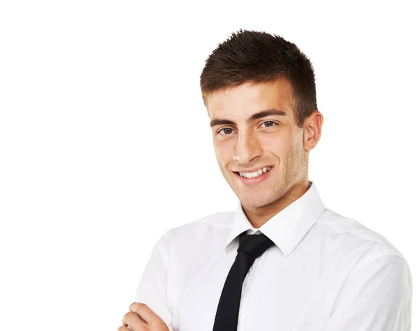 Corporate Confidence Portrait Smiling Man White Background — Stock Photo, Image