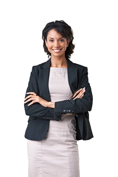 Feeling Great Business Studio Portrait Successful Businesswoman Posing White Background — Stock Photo, Image
