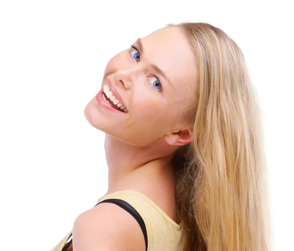 Its All Going Way Today Studio Portrait Smiling Young Woman — Stock Photo, Image