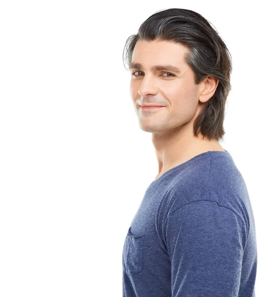 You Know You Know Studio Portrait Handsome Man Posing White — Stock Photo, Image