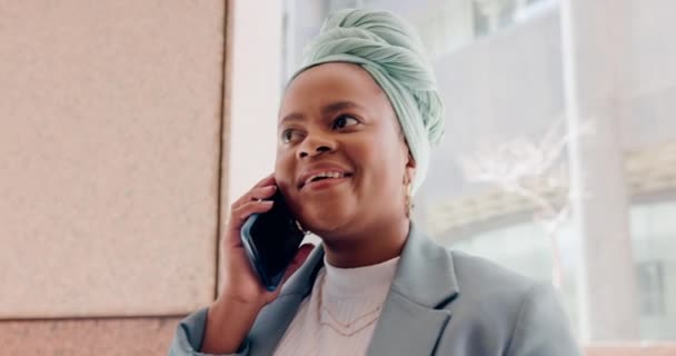 Éxito Negocios Mujer Negra Red Llamadas Telefónicas Hablar Hablar Objetivos — Vídeo de stock