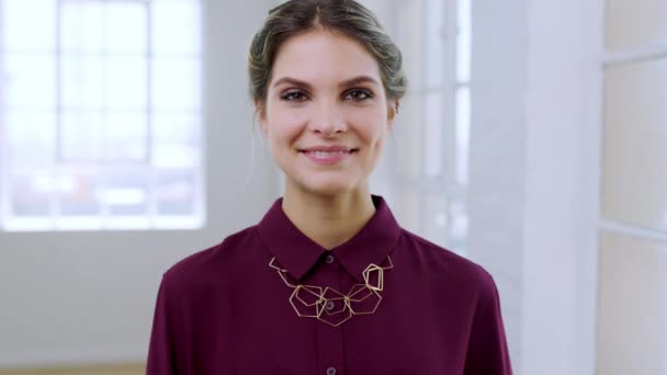 Advokat Kvinde Virksomhed Ansigt Juridisk Medarbejder Kontoret Smil Selskabsret Headshot – Stock-video