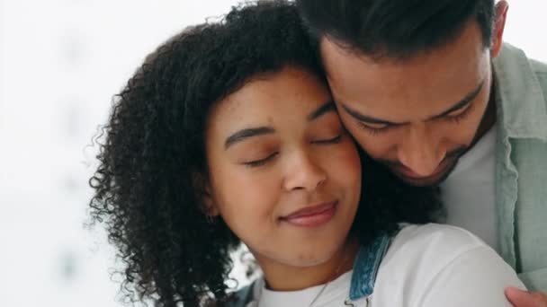 Szerelem Romantika Pár Ölelés Gonddal Kényelemmel Boldogsággal Puerto Rico Otthonukban — Stock videók