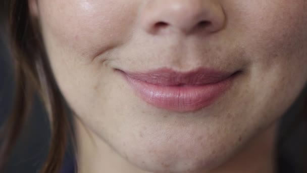 Bocca Sorriso Cura Dentale Una Donna Con Denti Puliti Igiene — Video Stock