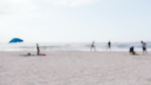 Desenfoque Playa Personas Vacaciones Viaje Verano Relajarse Mientras Camina Con — Vídeos de Stock