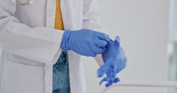 Rękawice Szpitalne Medyczne Zdrowotne Rąk Lekarskich Gotowe Pracy Chirurgicznej Bezpieczeństwa — Wideo stockowe