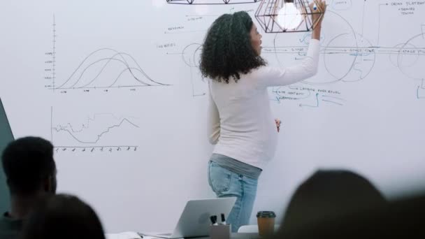 Obchodní Prezentační Těhotné Ženy Úřadu Datovou Analytikou Strategií Inženýrskou Mentoring — Stock video