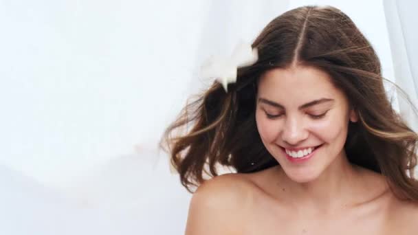 Woman Flower Natural Beauty Organic Skincare Sheet Health Wellness Petals — Stock Video