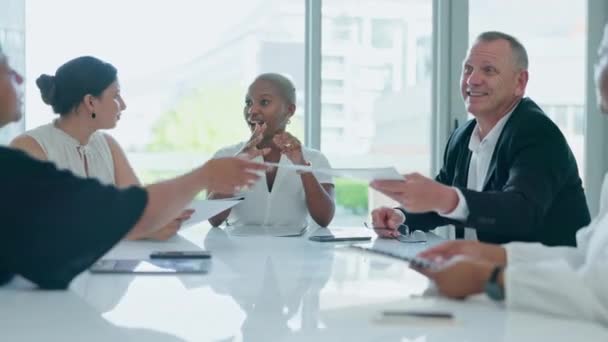 Empresários Reunião Corporativa Planejamento Com Equipe Falando Proposta Visão Ideia — Vídeo de Stock