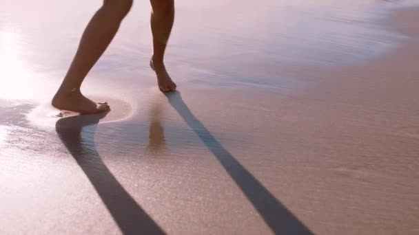 Pies Vacaciones Caminar Playa Salud Bienestar Para Relajarse Equilibrio Diversión — Vídeos de Stock