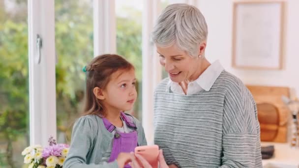 Telefon Liebe Und Großmutter Mit Ihrem Enkelkind Das Sozialen Medien — Stockvideo