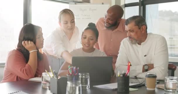 Laptop Samenwerking Ontmoeting Met Een Business Team Dat Samenwerkt Aan — Stockvideo