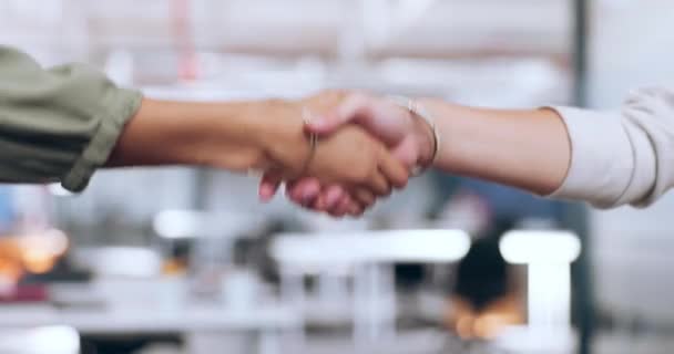 Håndtryk Partnerskab Hænder Business Kvinder Virksomhedernes Kontor Samarbejde Teamwork Støtte – Stock-video